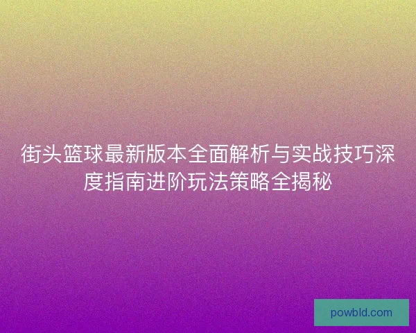 街头篮球最新版本全面解析与实战技巧深度指南进阶玩法策略全揭秘