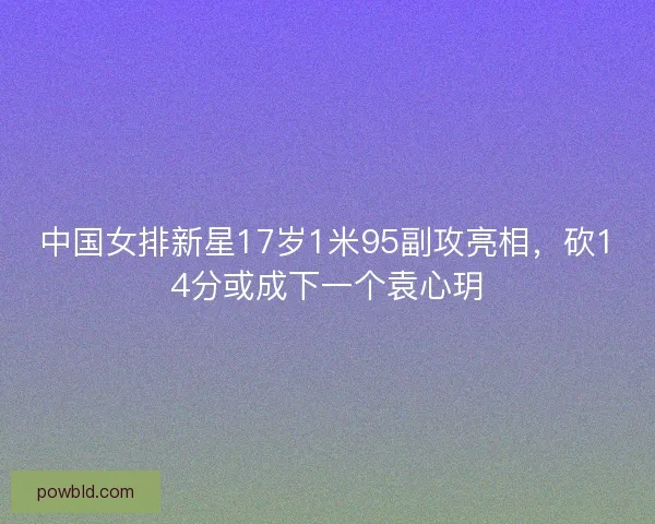 中国女排新星17岁1米95副攻亮相，砍14分或成下一个袁心玥