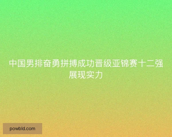中国男排奋勇拼搏成功晋级亚锦赛十二强展现实力